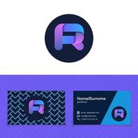 Business card design template with R letter logo vector