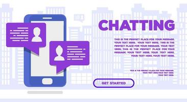 Vector chatting concept web page isometric style trendy color for chat bot