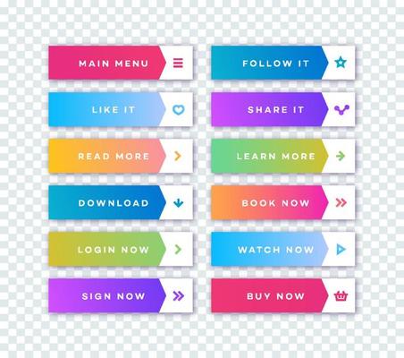 Vector button set modern gradient style