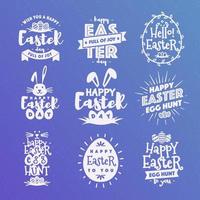 Vector happy easter emblem set typography white style isolated on background