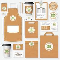 Farm fresh shop corporate identity template for use organic market vector