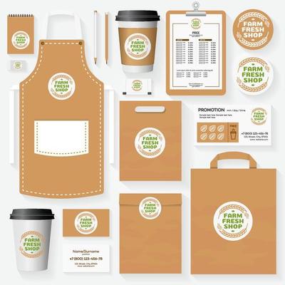 Farm fresh shop corporate identity template for use organic market
