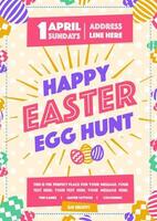 Happy easter party poster with wish - happy easter day egg hunt colorful style