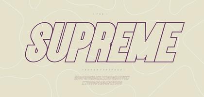 Vector supreme font 3d bold line style