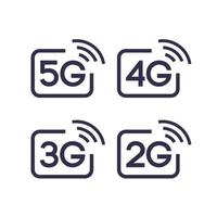 5g, 4g, 3g, 2g conjunto de símbolos vectoriales vector