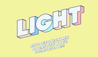 Vector light font 3d bold style trendy typography