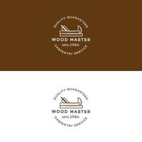 conjunto de logotipo maestro de madera con ensamblador aislado en el fondo para carpintería vector