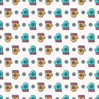 Christmas mitten pattern flat color scandinavian style on white background for poster vector