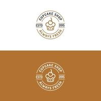 logotipo de la tienda de cupcakes establece un estilo de línea moderna vector