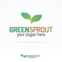 Green sprout logo set with silhouette leaves vector