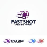 Photography logo set with aperture and sign fast shot vector