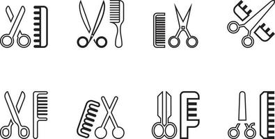 set of scissors and comb. set of professional scissors vector