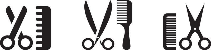 Barber set with comb and scissors. Set of hairdresser tools and accessories vector