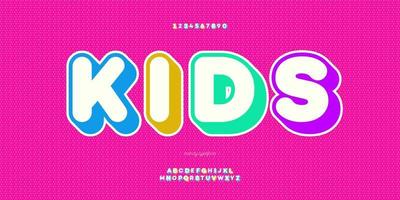 Vector kids font 3d bold cute style