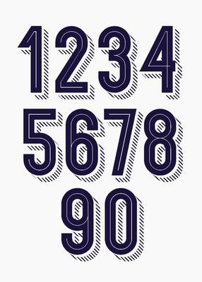 Set of numbers 3d bold trendy typography