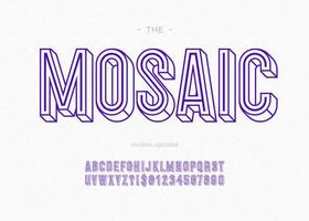 Mosaic 3d bold font sans serif typography for decoration vector