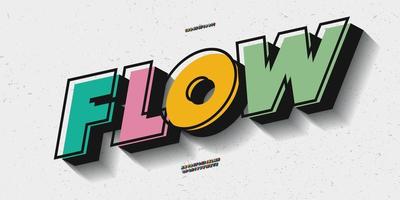 Vector flow font 3d bold colorful style