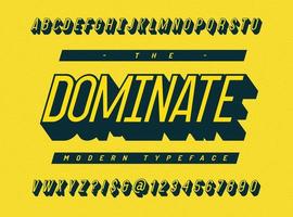 Dominate font 3d slanted colorful style. Cool typeface vector