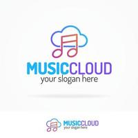 el logotipo de la nube de música establece un estilo de color moderno vector