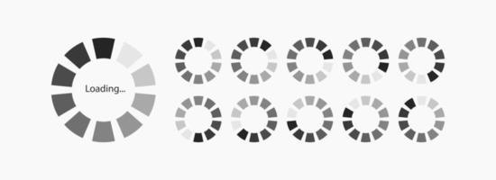 conjunto de iconos de vector de carga de progreso para movimiento, animación