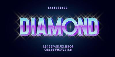 Vector diamond font 3d bold style