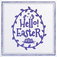 Vector easter greeting card with wish - hello easter day, symbol eggs, bird line style