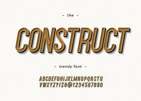 Vector bold construct font trendy typography color style