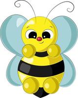 Cute cartoon bee. Draw illustration in color vector