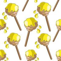 Seamless vector pattern with cartoon honey dipper