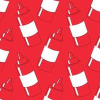 Seamless vector pattern with outline red ketchup