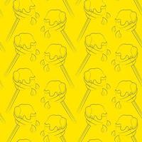 Seamless vector pattern with outline honey dipper