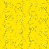 Seamless vector pattern with outline honey dipper