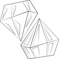 Single element Diamond. Draw illustration black and white vector