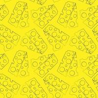 Seamless vector pattern with outline piece of cheese