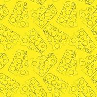 Seamless vector pattern with outline piece of cheese