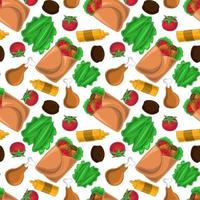 Seamless vector pattern with Shawarma and ingredients