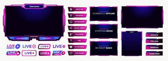 Vecteur Stock Green Live stream overlay design with offline screen