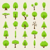 tree vector silhouette icons flat style for natural product store