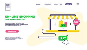 Vector web page template of online shopping trendy flat style