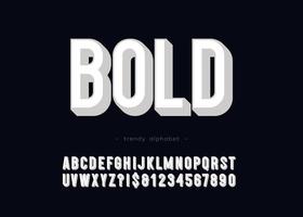 Vector bold font 3d style white color