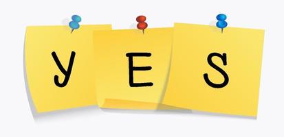 Yes sign on yellow stickers vector