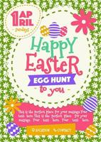 Easter party poster with wish - happy easter day egg hunt and eggs colorful style vector