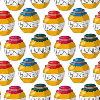 Seamless vector pattern with color jar of honey