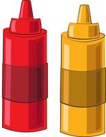 Two element ketchup and mustard. Draw illustration in colors vector