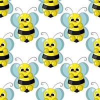 Seamless vector pattern with cute cartoon bee