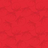 Seamless vector pattern with outline red tomato