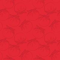 Seamless vector pattern with outline red tomato