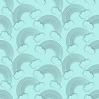 Seamless vector pattern with outline blue Rainbow