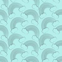 Seamless vector pattern with outline blue Rainbow