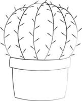 Single element cactus. Draw illustration in black and white vector